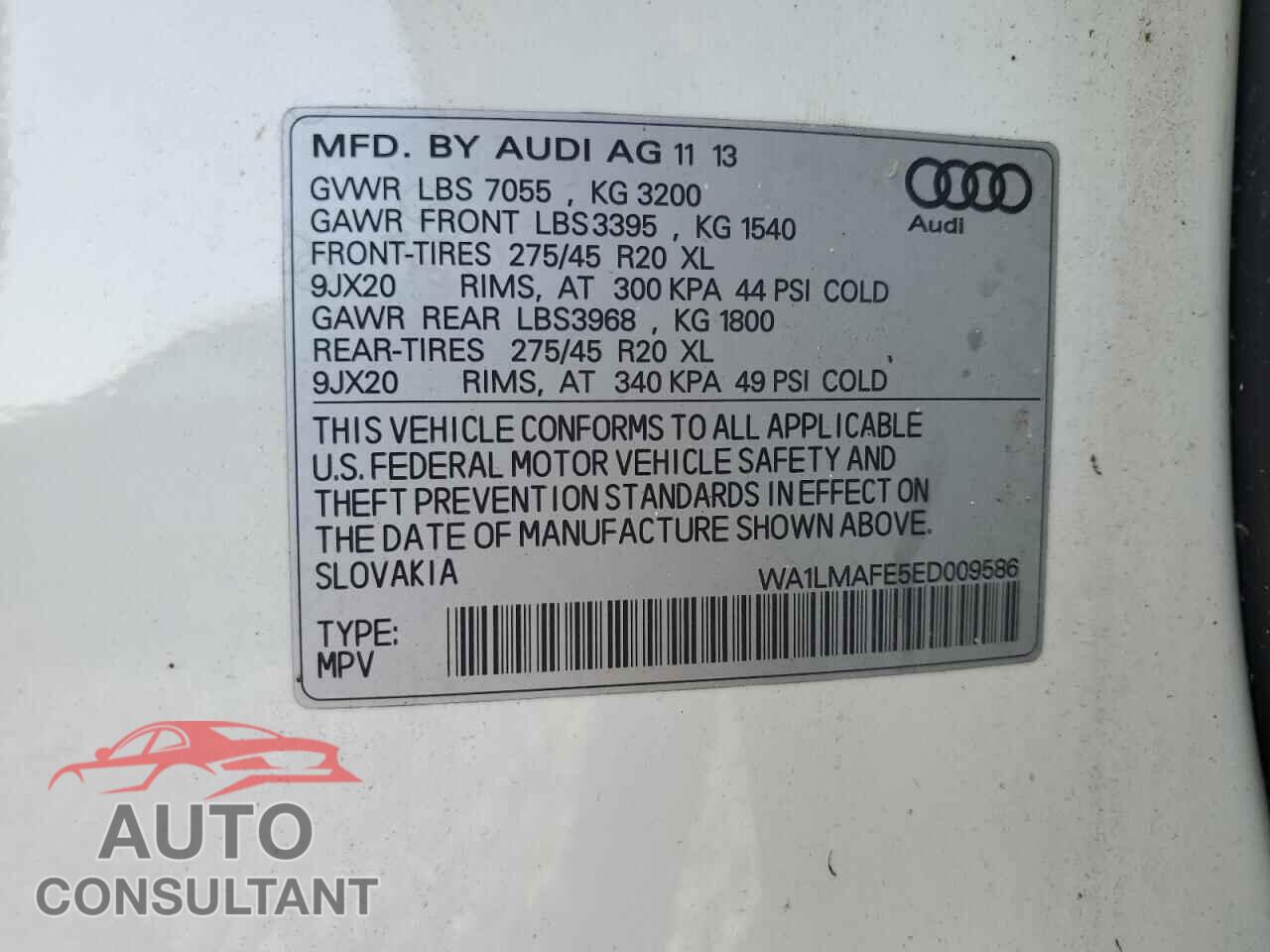 AUDI Q7 2014 - WA1LMAFE5ED009586
