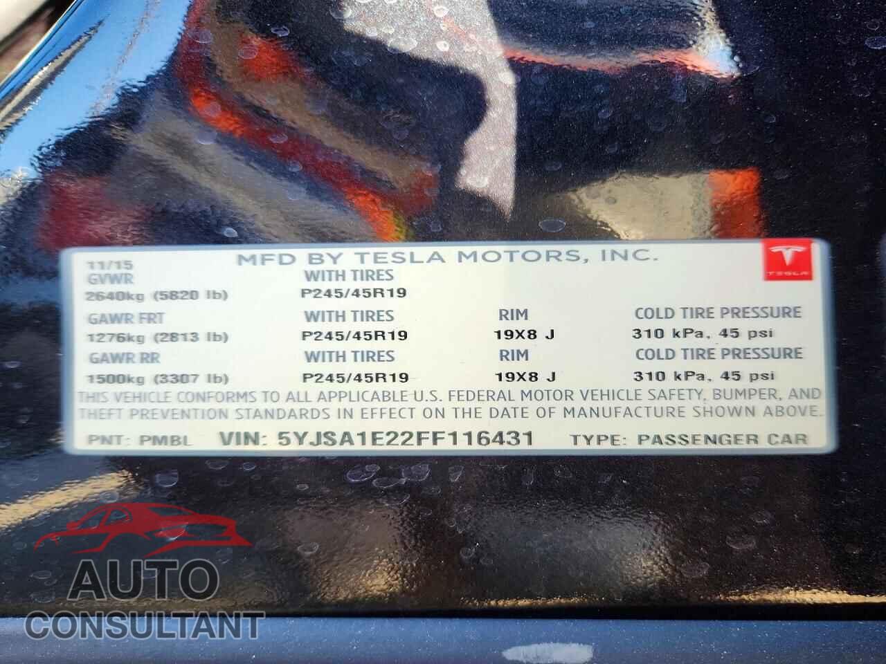 TESLA MODEL S 2015 - 5YJSA1E22FF116431