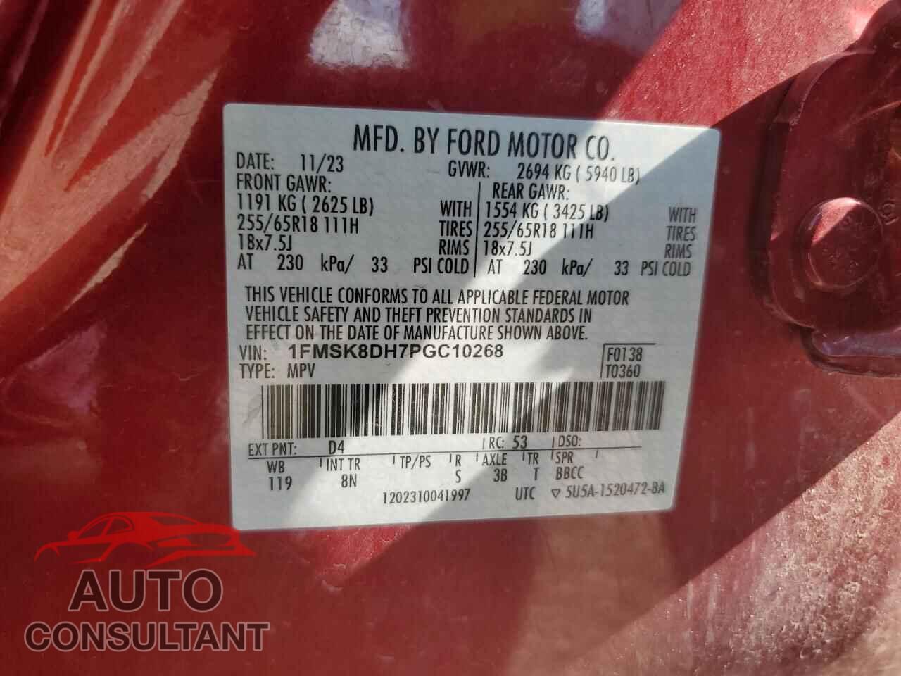 FORD EXPLORER 2023 - 1FMSK8DH7PGC10268