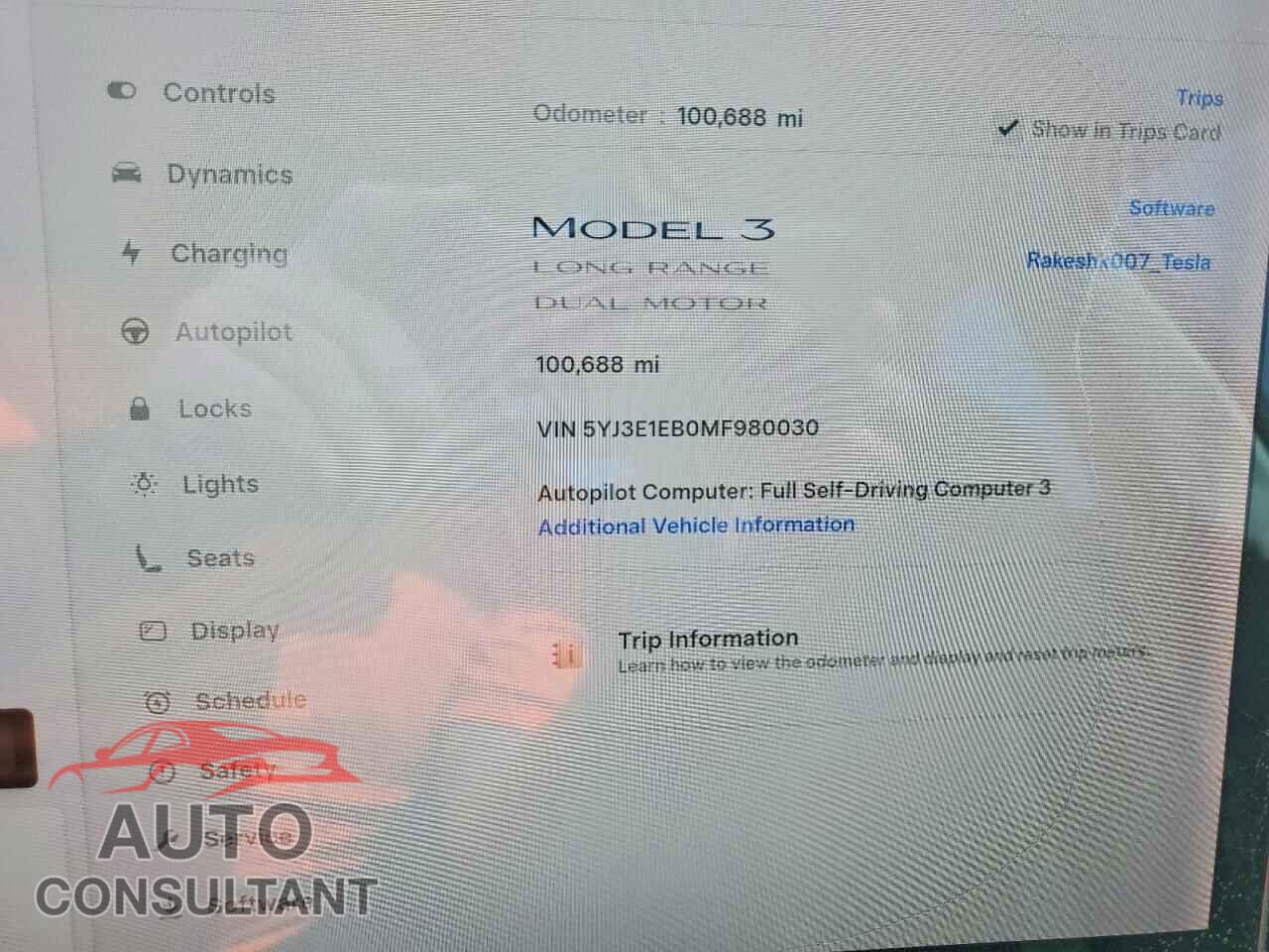 TESLA MODEL 3 2021 - 5YJ3E1EB0MF980030