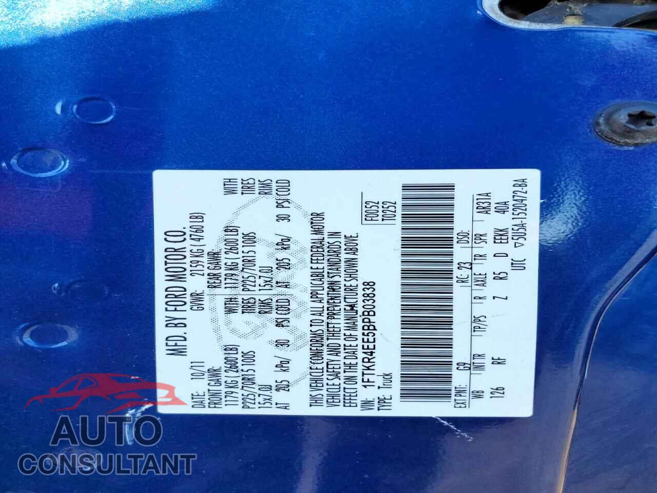 FORD RANGER 2011 - 1FTKR4EE5BPB03838