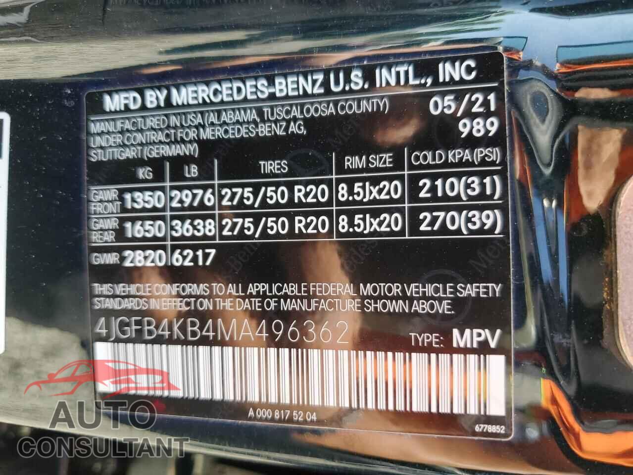 MERCEDES-BENZ GLE-CLASS 2021 - 4JGFB4KB4MA496362