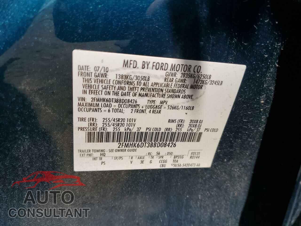 FORD FLEX 2011 - 2FMHK6DT3BBD08426