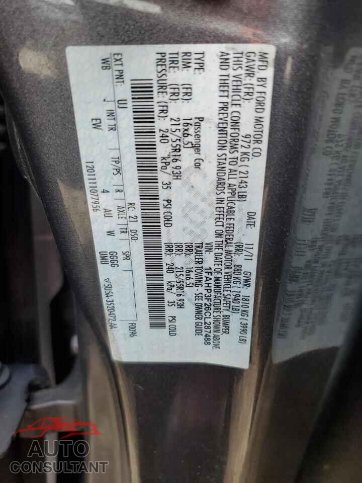 FORD FOCUS 2012 - 1FAHP3F26CL287488
