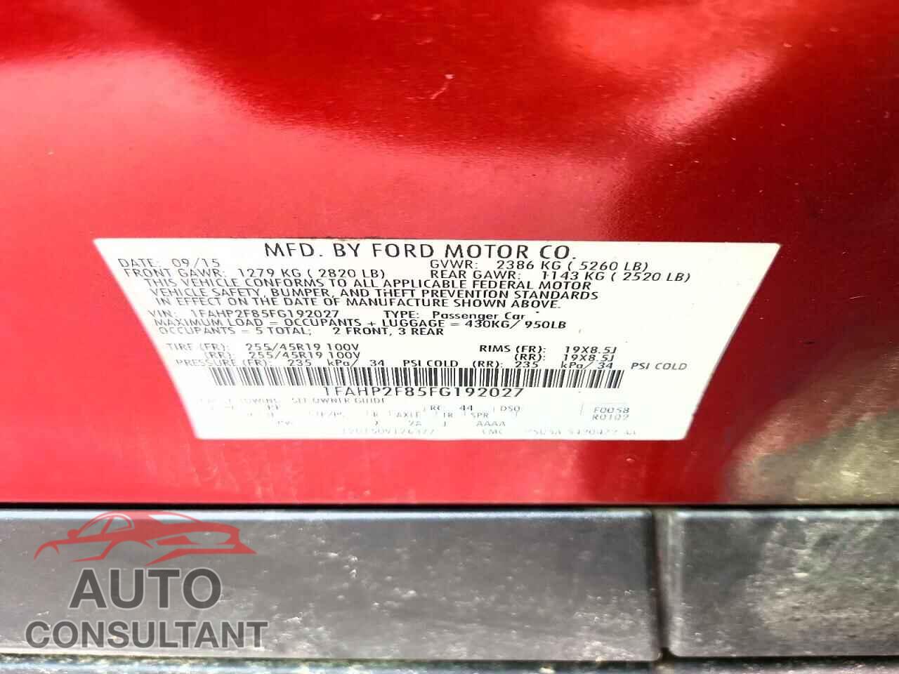 FORD TAURUS 2015 - 1FAHP2F85FG192027