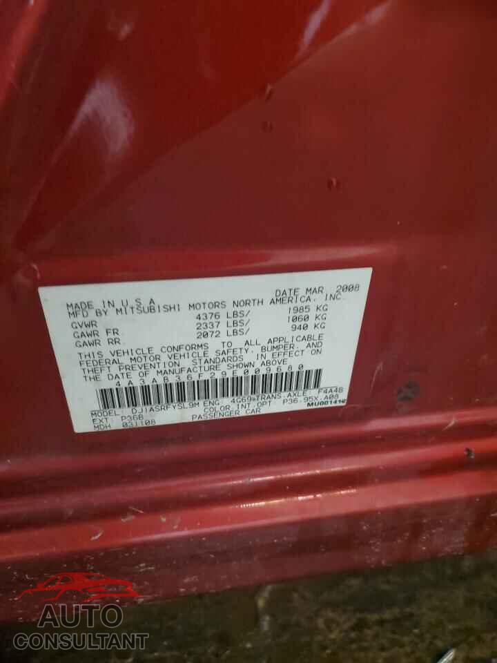 MITSUBISHI ECLIPSE 2009 - 4A3AB36F29E009680