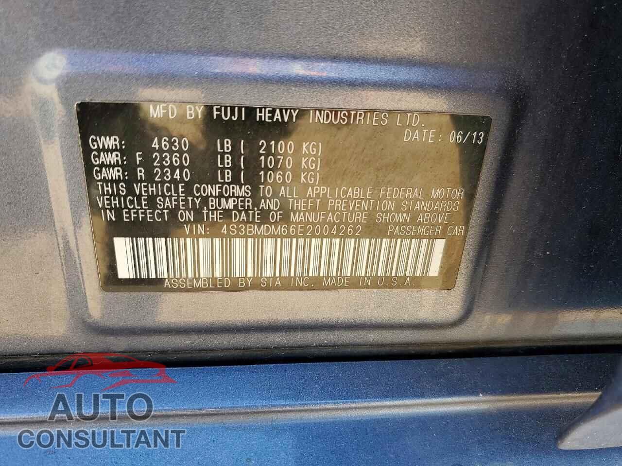 SUBARU LEGACY 2014 - 4S3BMDM66E2004262
