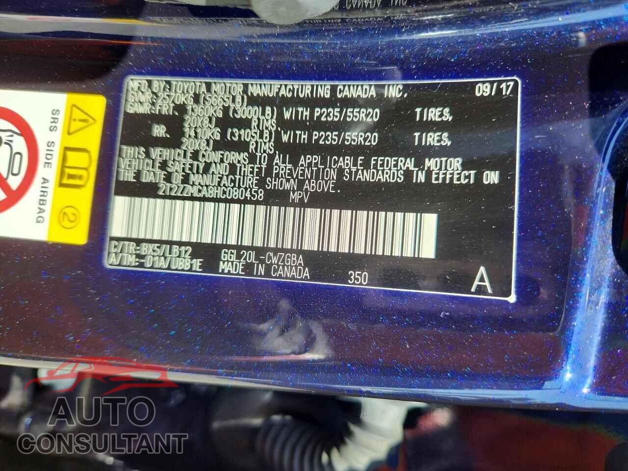 LEXUS RX350 2017 - 2T2ZZMCA8HC080458