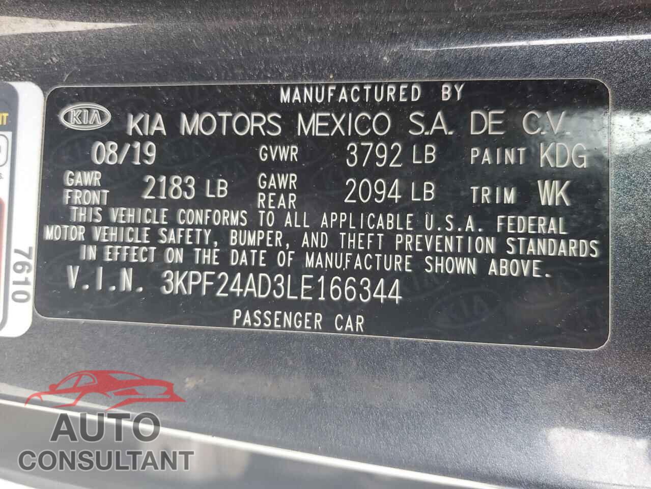 KIA FORTE 2020 - 3KPF24AD3LE166344