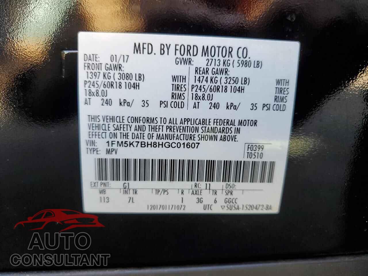 FORD EXPLORER 2017 - 1FM5K7BH8HGC01607