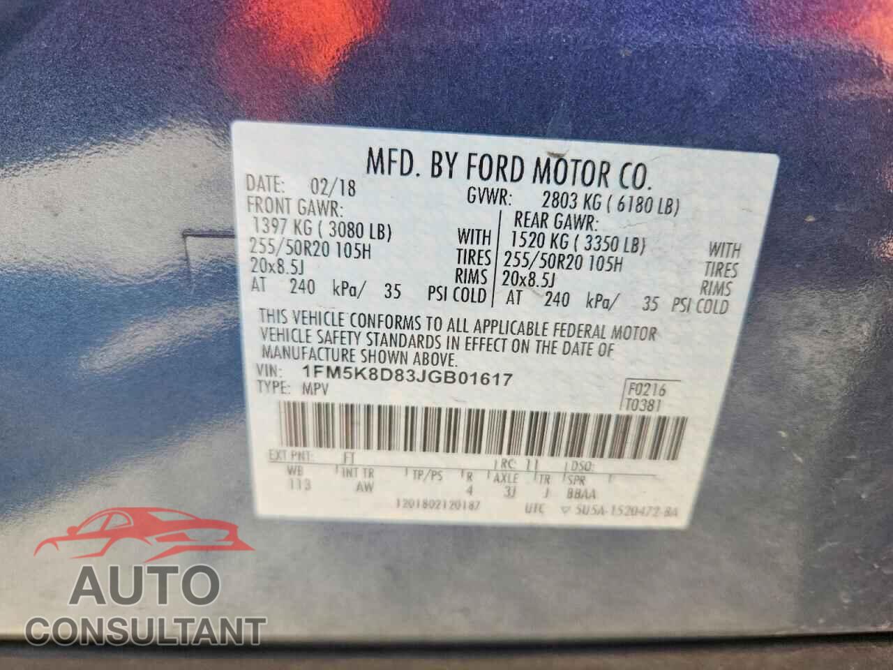 FORD EXPLORER 2018 - 1FM5K8D83JGB01617