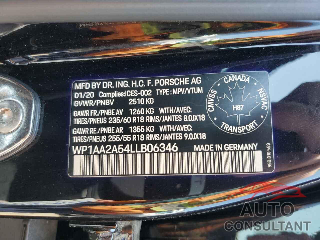 PORSCHE MACAN 2020 - WP1AA2A54LLB06346