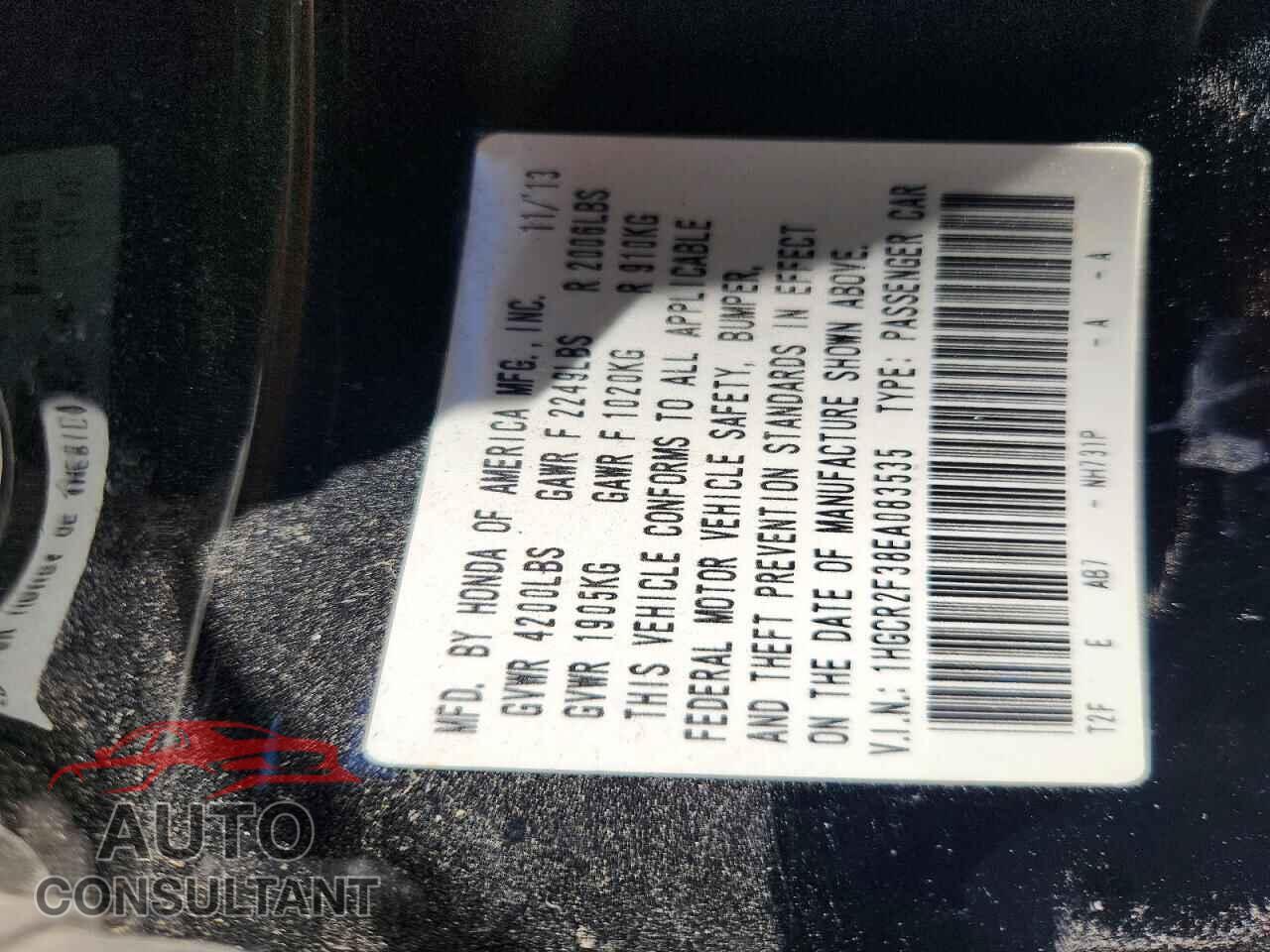 HONDA ACCORD 2014 - 1HGCR2F38EA083535