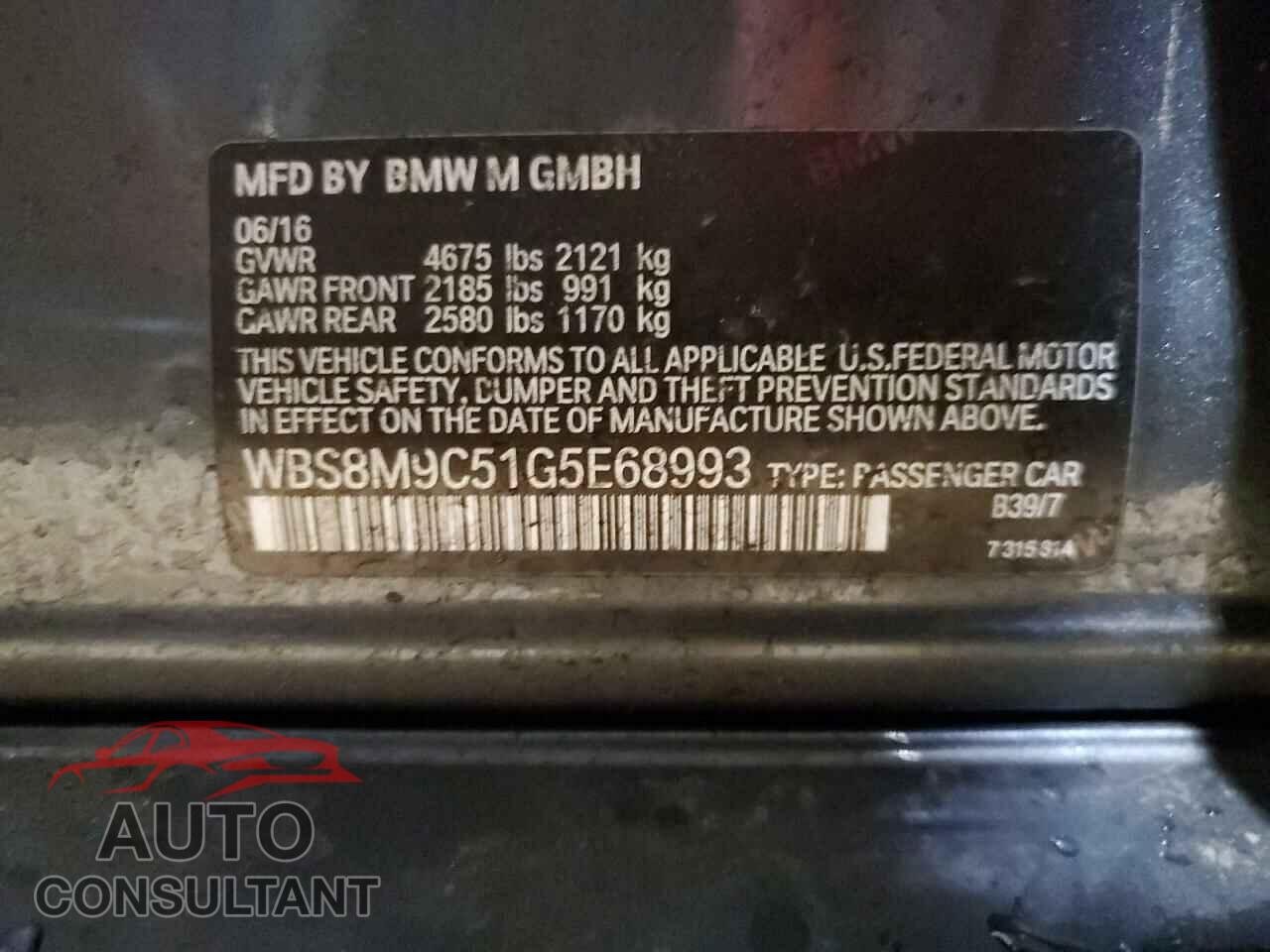 BMW M3 2016 - WBS8M9C51G5E68993