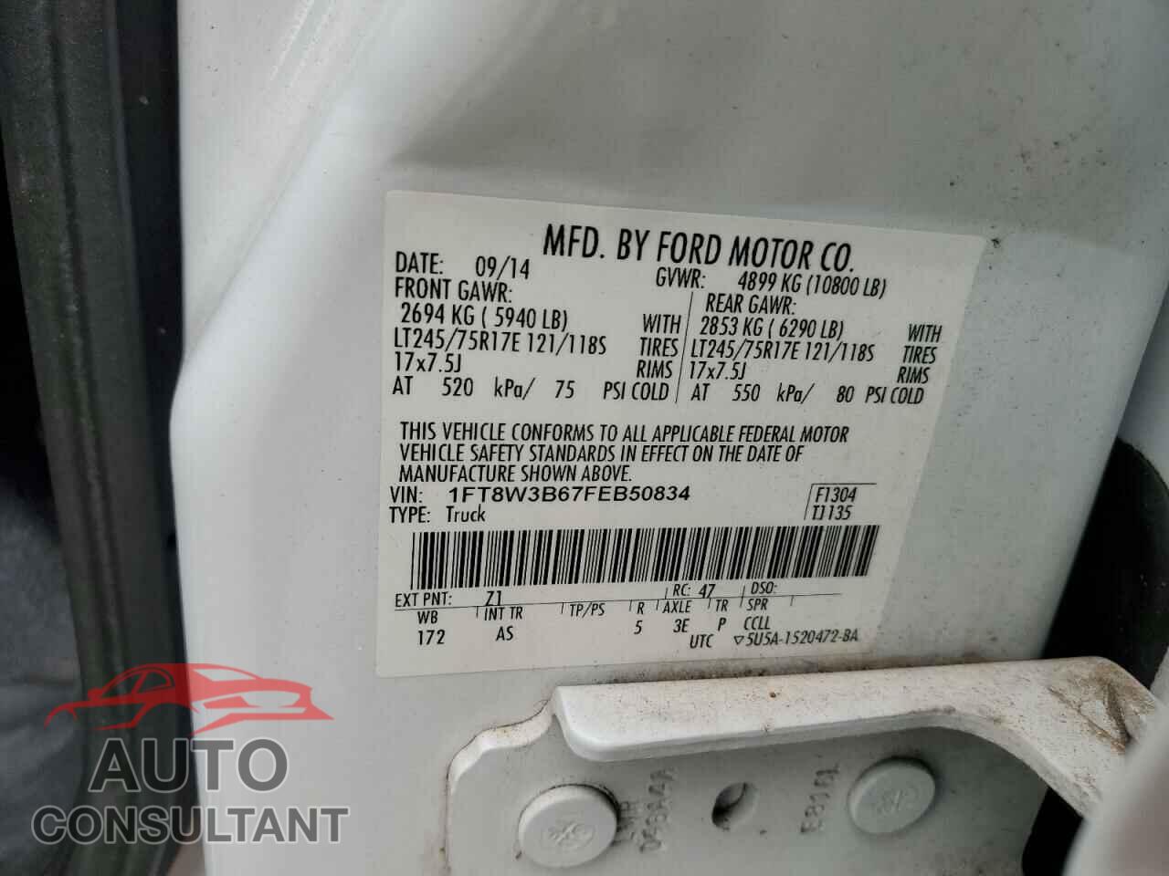 FORD F350 2015 - 1FT8W3B67FEB50834