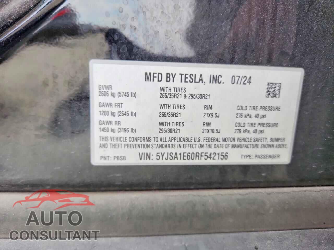 TESLA MODEL S 2024 - 5YJSA1E60RF542156