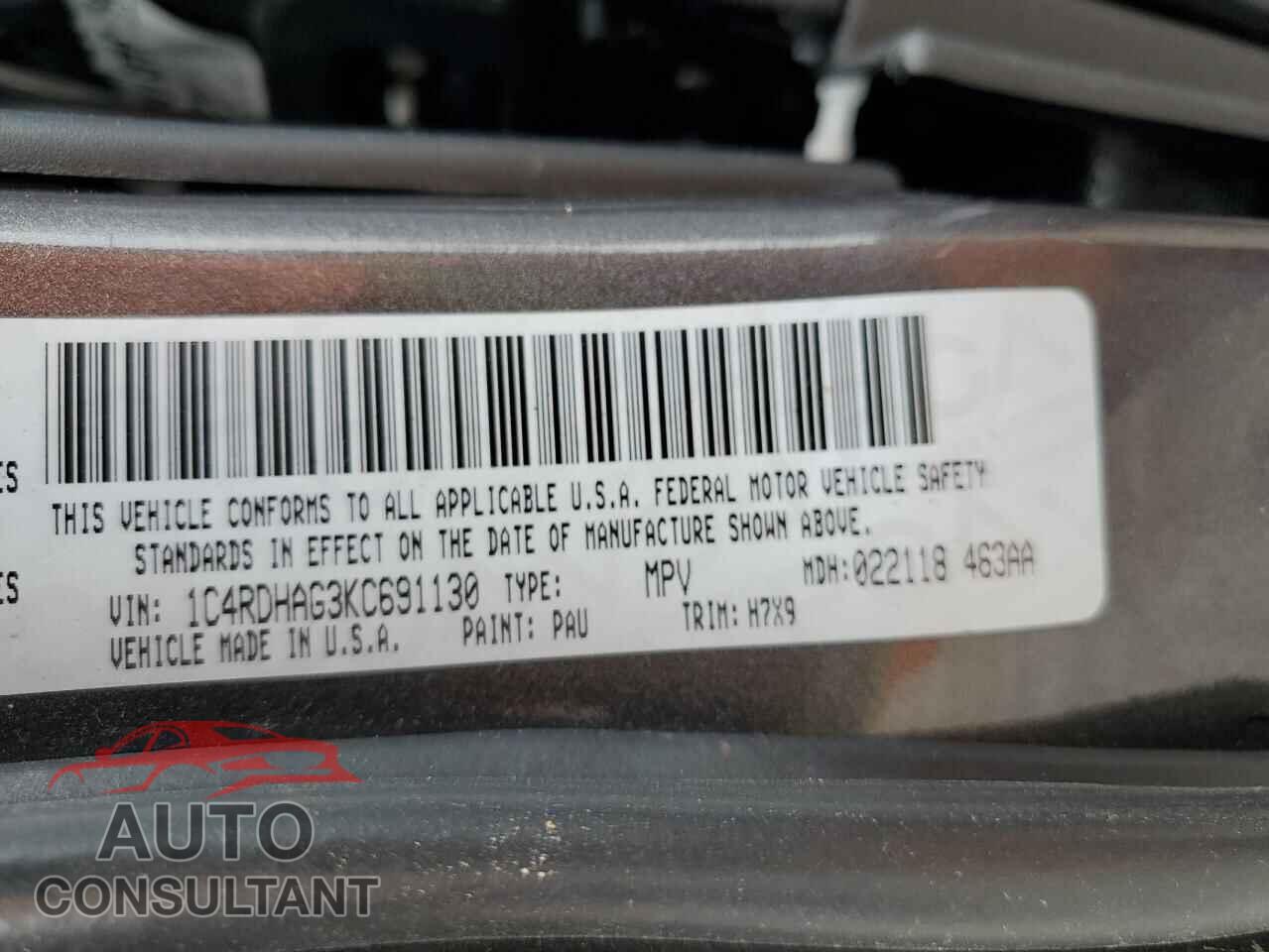 DODGE DURANGO 2019 - 1C4RDHAG3KC691130