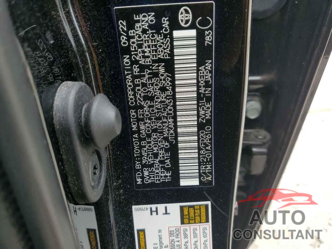TOYOTA PRIUS NIGH 2022 - JTDKAMFU0N3184997