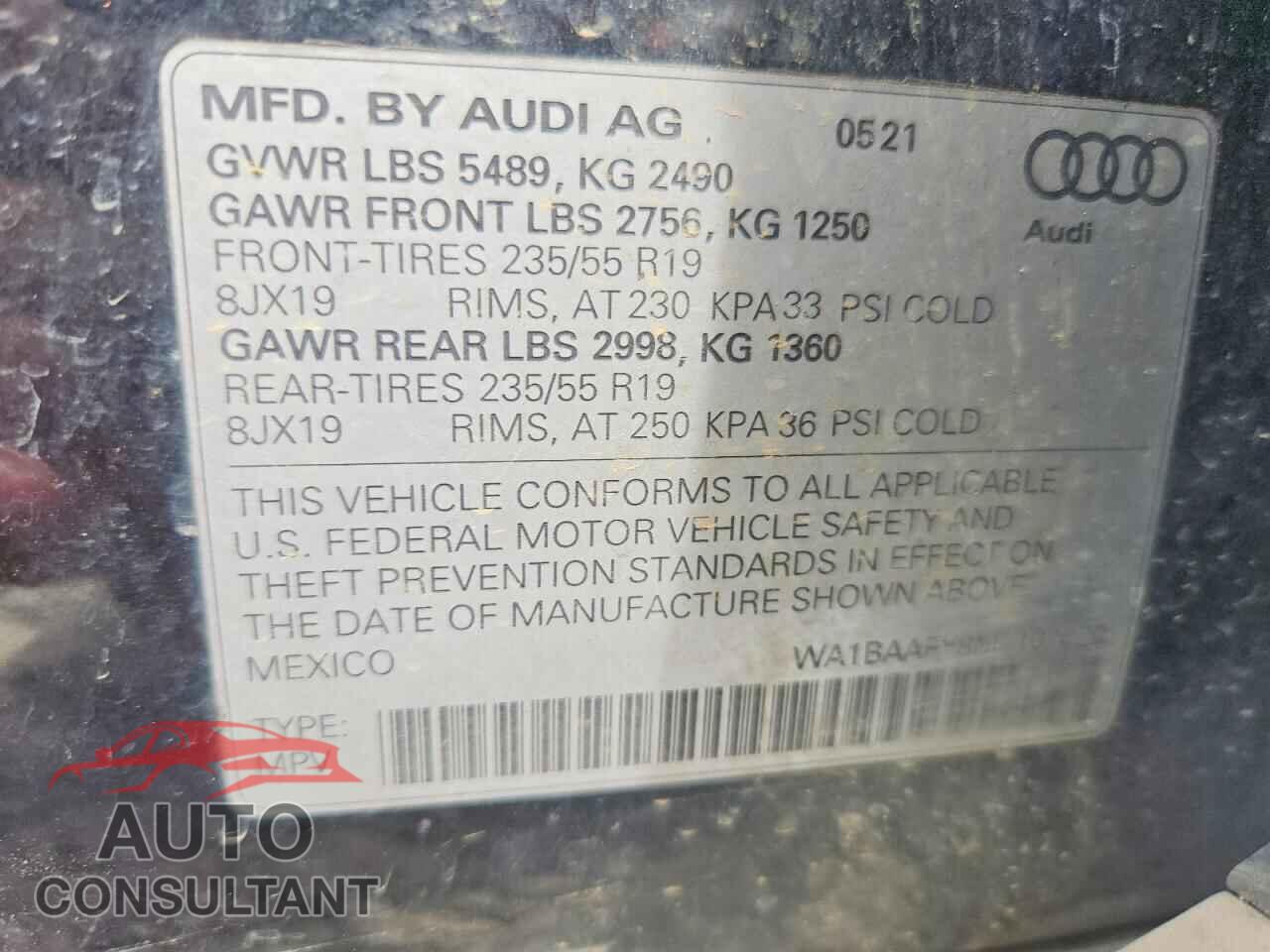 AUDI Q5 2021 - WA1BAAFY8M2107620