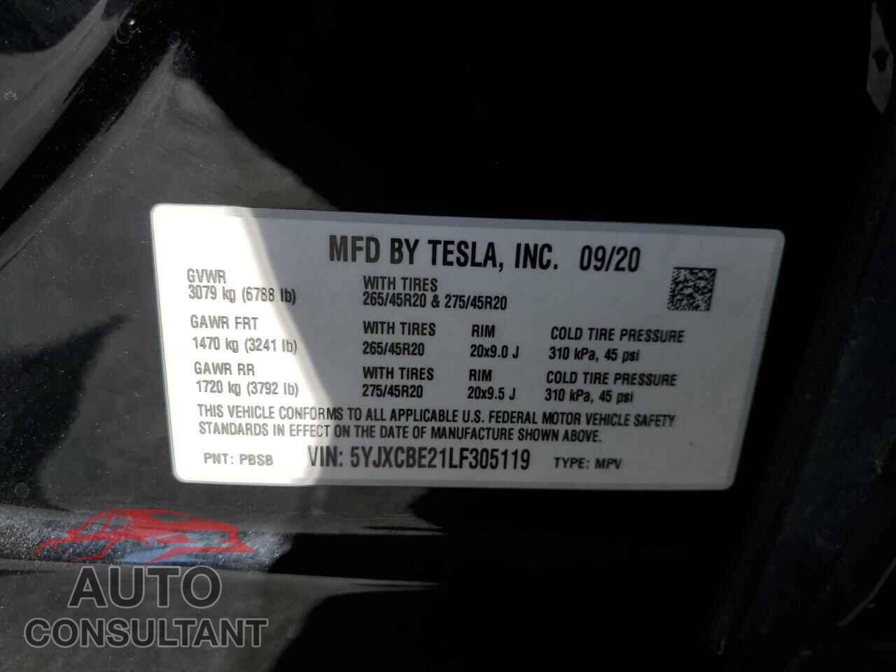 TESLA MODEL X 2020 - 5YJXCBE21LF305119