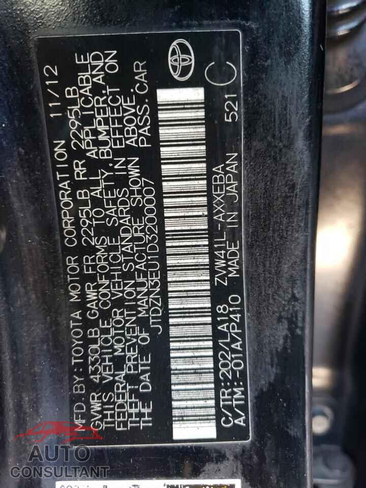 TOYOTA PRIUS 2013 - JTDZN3EU1D3200007