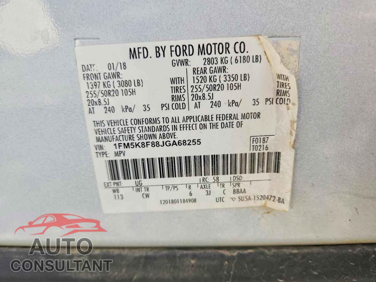 FORD EXPLORER 2018 - 1FM5K8F88JGA68255