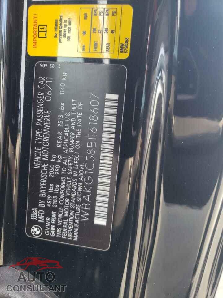 BMW 3 SERIES 2011 - WBAKG1C58BE618607