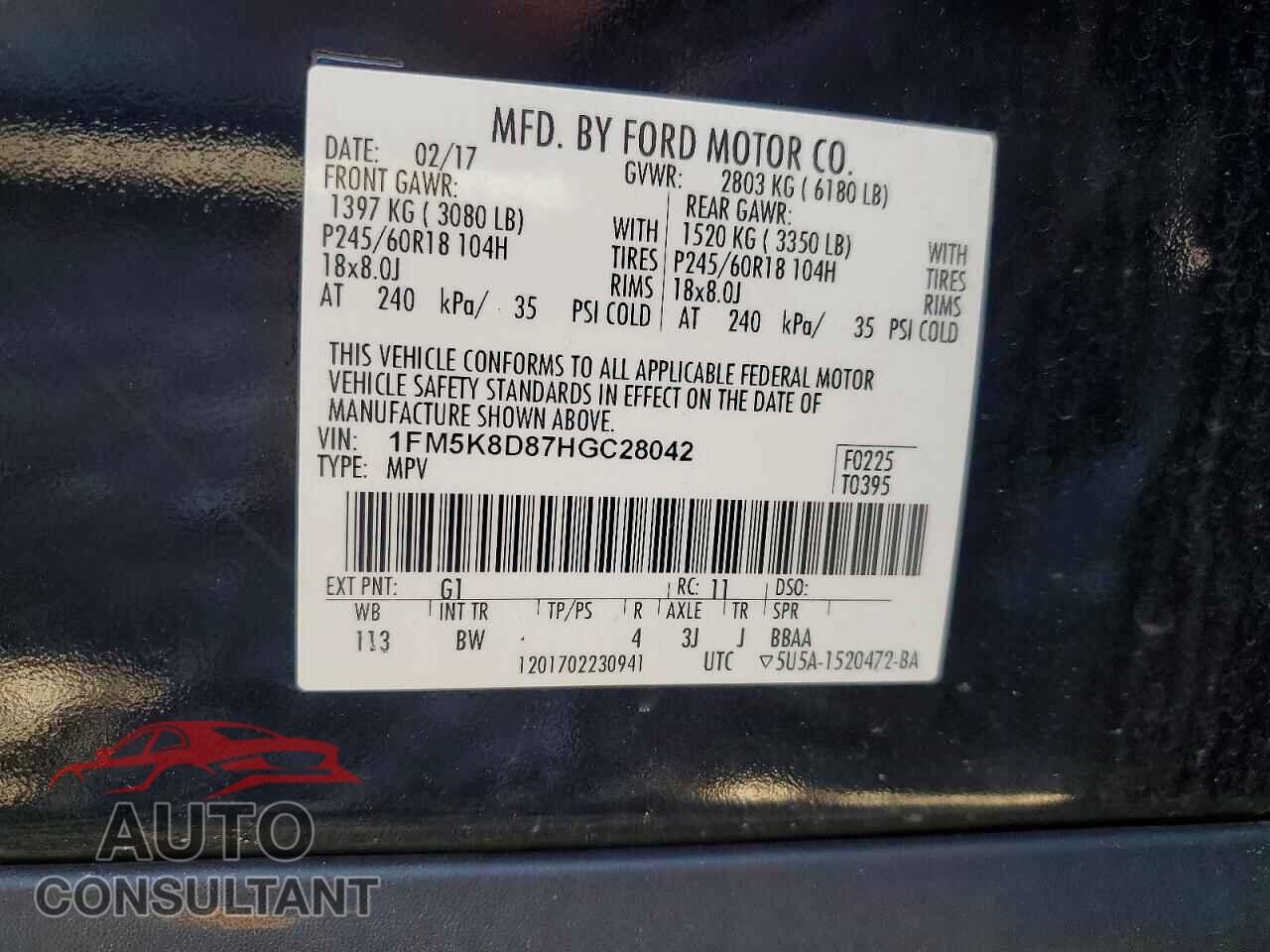 FORD EXPLORER 2017 - 1FM5K8D87HGC28042