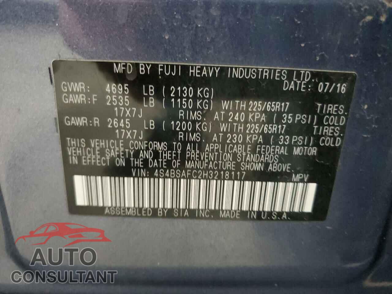 SUBARU OUTBACK 2017 - 4S4BSAFC2H3218117