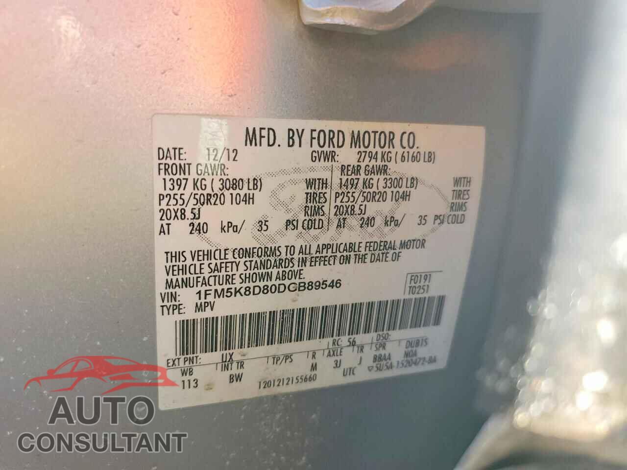 FORD EXPLORER 2013 - 1FM5K8D80DGB89546