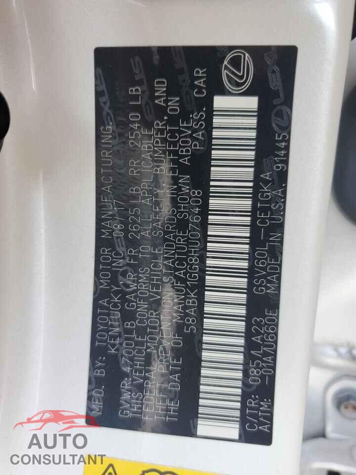 LEXUS ES350 2017 - 58ABK1GG8HU076408