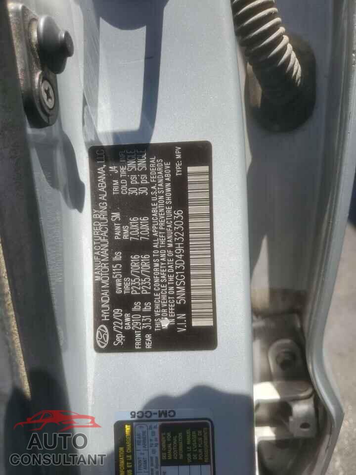 HYUNDAI SANTA FE 2009 - 5NMSG13D49H323036