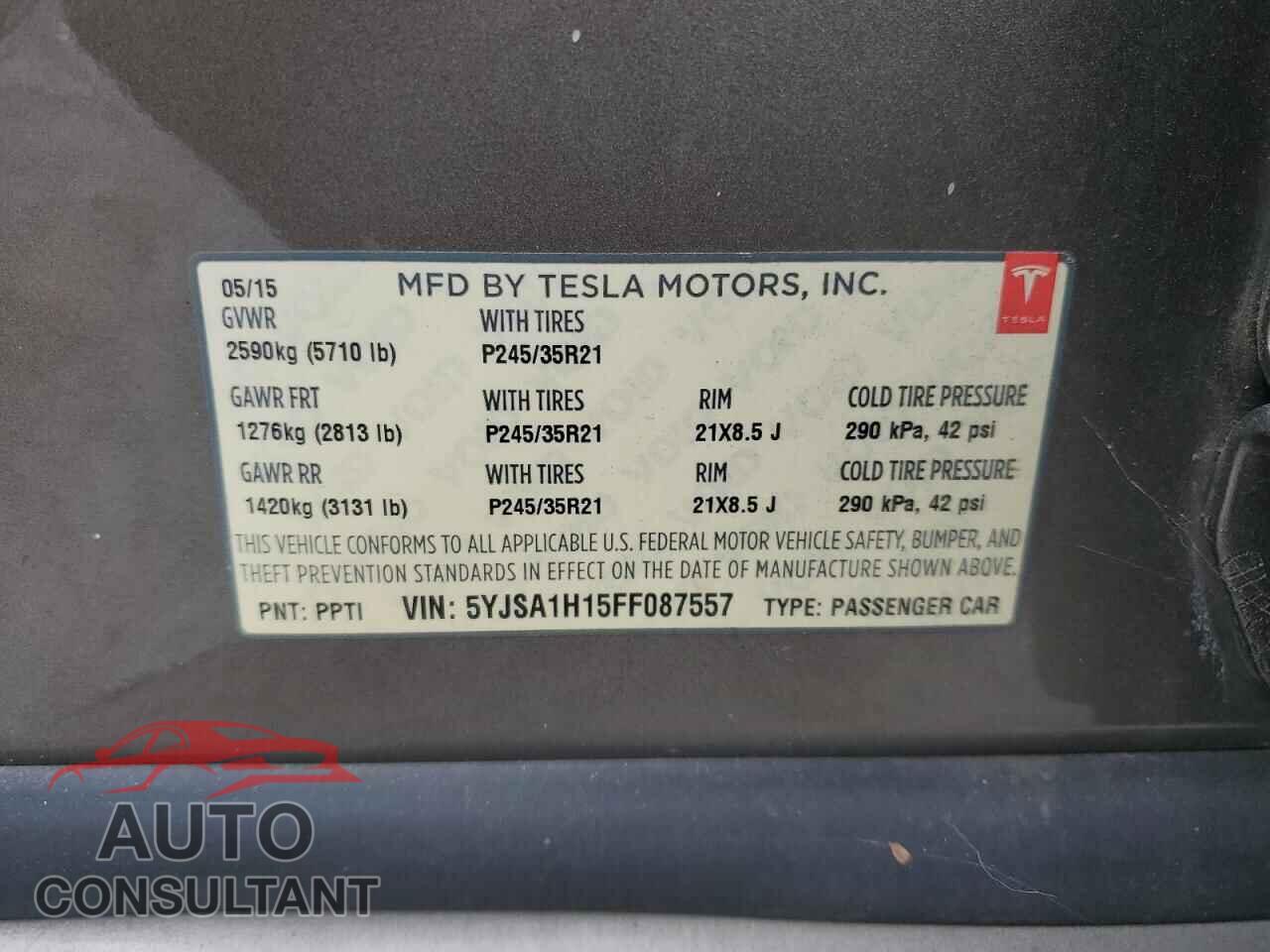 TESLA MODEL S 2015 - 5YJSA1H15FF087557