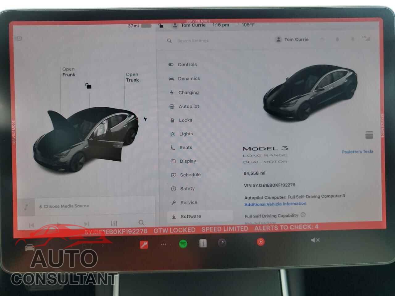 TESLA MODEL 3 2019 - 5YJ3E1EB0KF192278