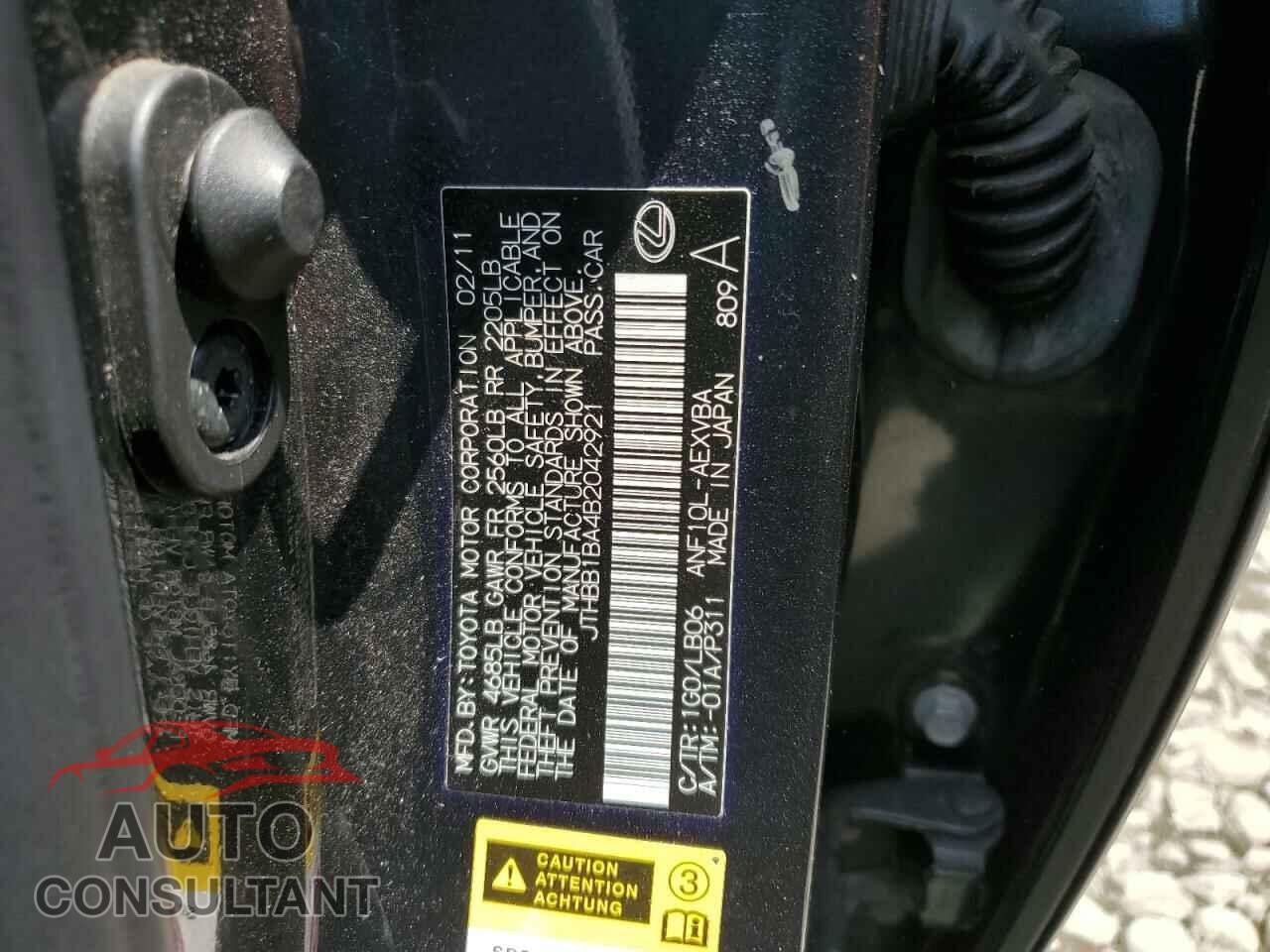 LEXUS HS 2011 - JTHBB1BA4B2042921
