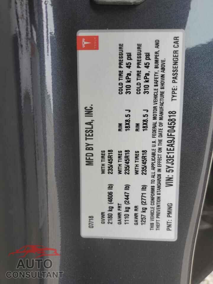 TESLA MODEL 3 2018 - 5YJ3E1EA9JF045818