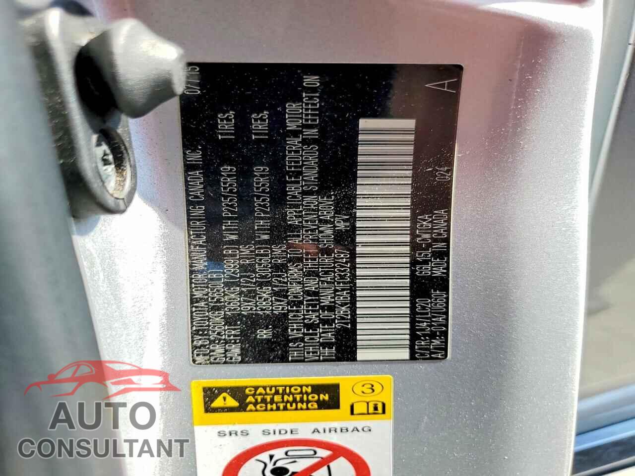 LEXUS RX350 2015 - 2T2BK1BA1FC332487