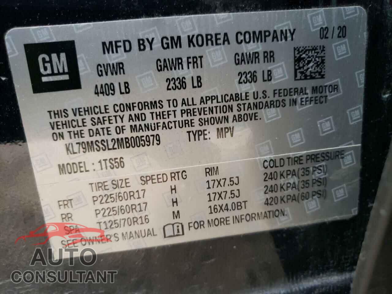 CHEVROLET TRAILBLAZE 2021 - KL79MSSL2MB005979