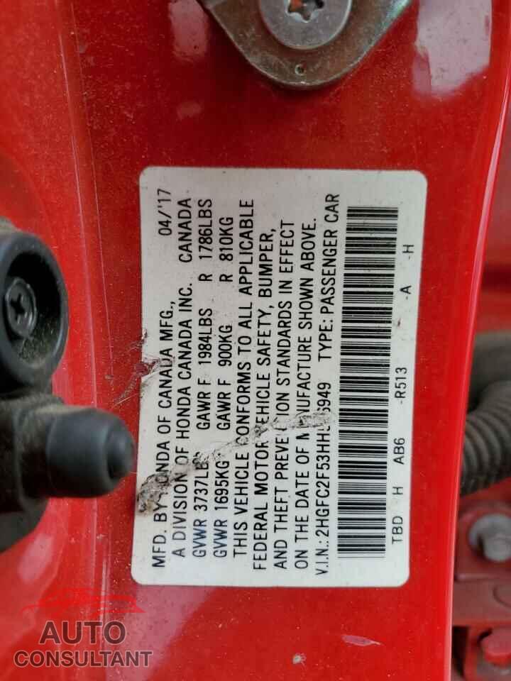 HONDA CIVIC 2017 - 2HGFC2F53HH536949
