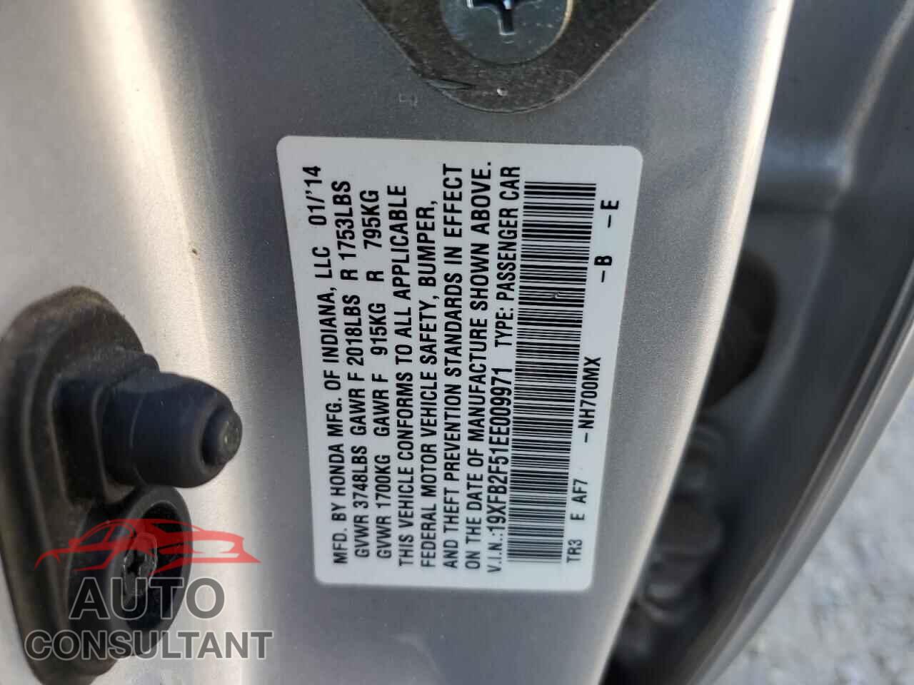 HONDA CIVIC 2014 - 19XFB2F51EE009971