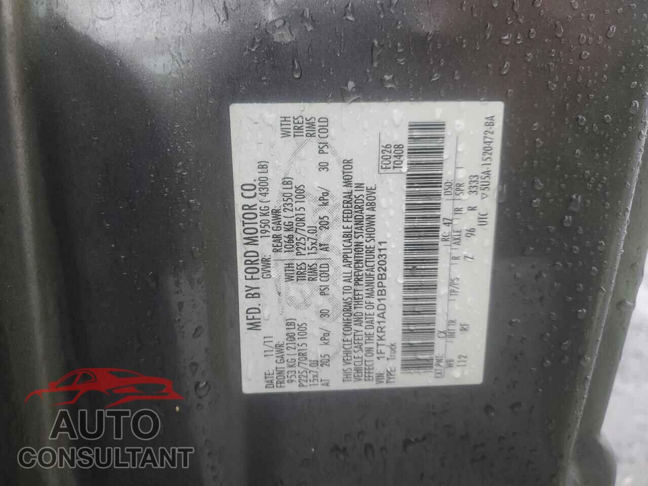FORD RANGER 2011 - 1FTKR1AD1BPB20311
