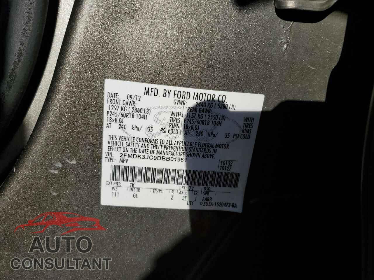 FORD EDGE 2013 - 2FMDK3JC9DBB01981