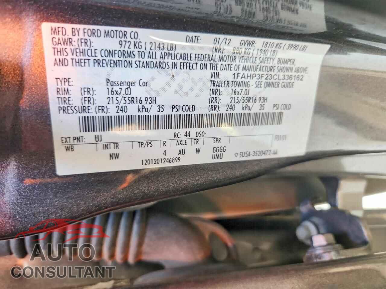 FORD FOCUS 2012 - 1FAHP3F23CL336162