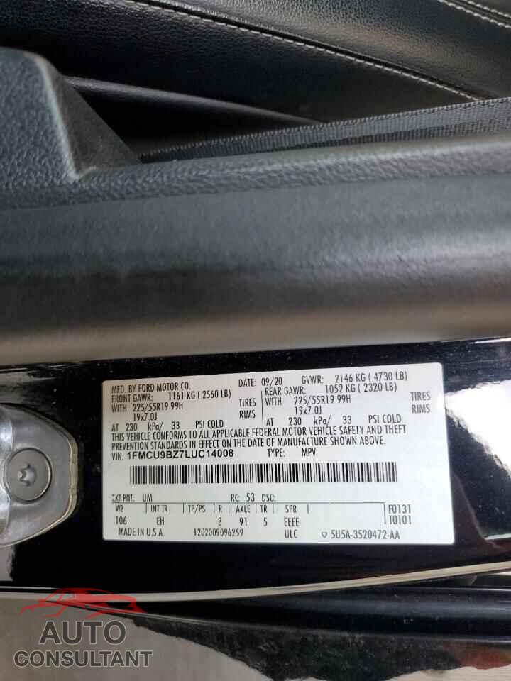 FORD ESCAPE 2020 - 1FMCU9BZ7LUC14008