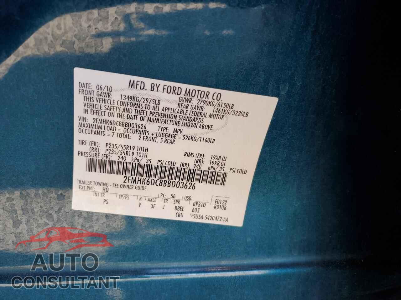 FORD FLEX 2011 - 2FMHK6DC8BBD03626