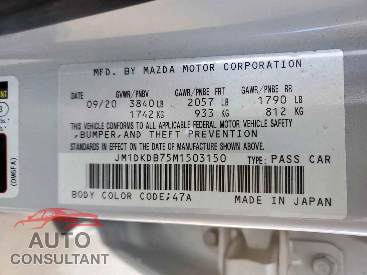 MAZDA CX-3 2021 - JM1DKDB75M1503150
