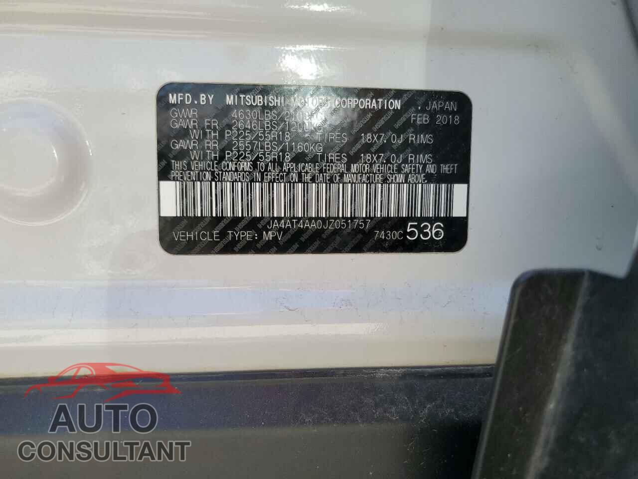 MITSUBISHI ECLIPSE 2018 - JA4AT4AA0JZ051757