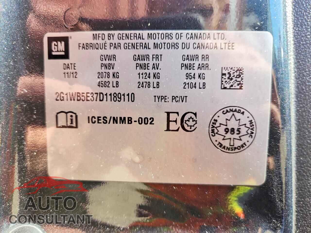 CHEVROLET IMPALA 2013 - 2G1WB5E37D1189110