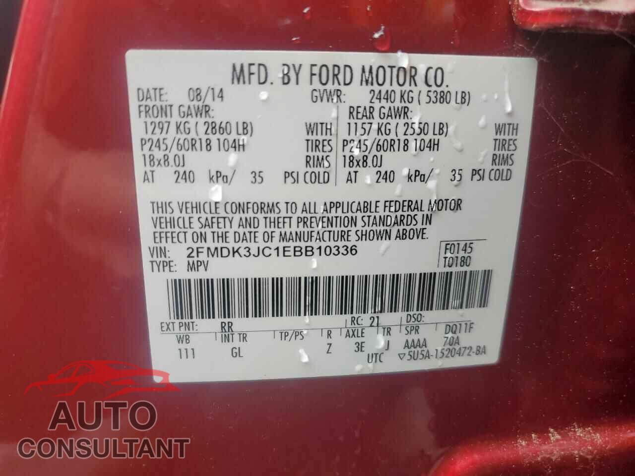 FORD EDGE 2014 - 2FMDK3JC1EBB10336