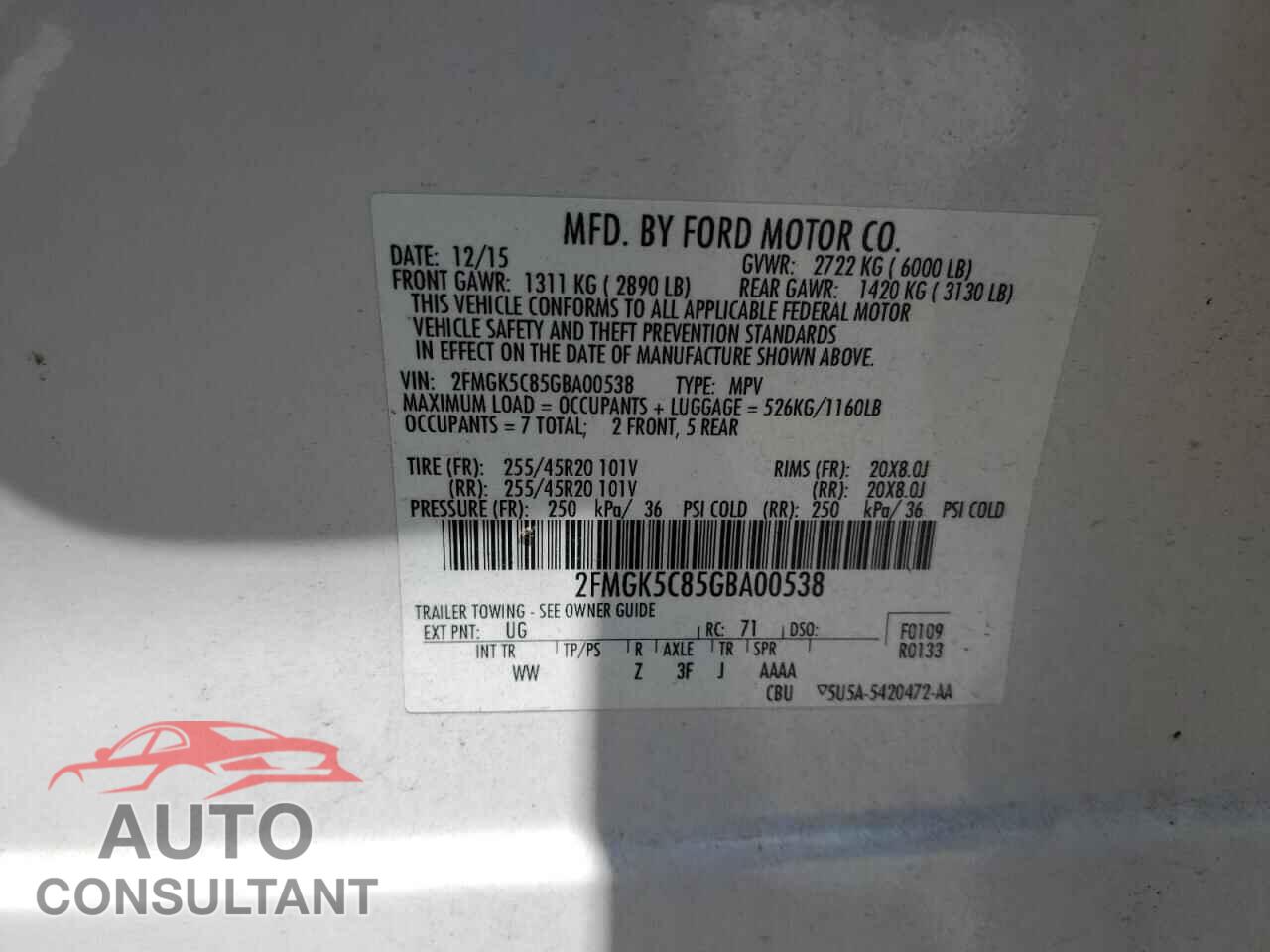 FORD FLEX 2016 - 2FMGK5C85GBA00538